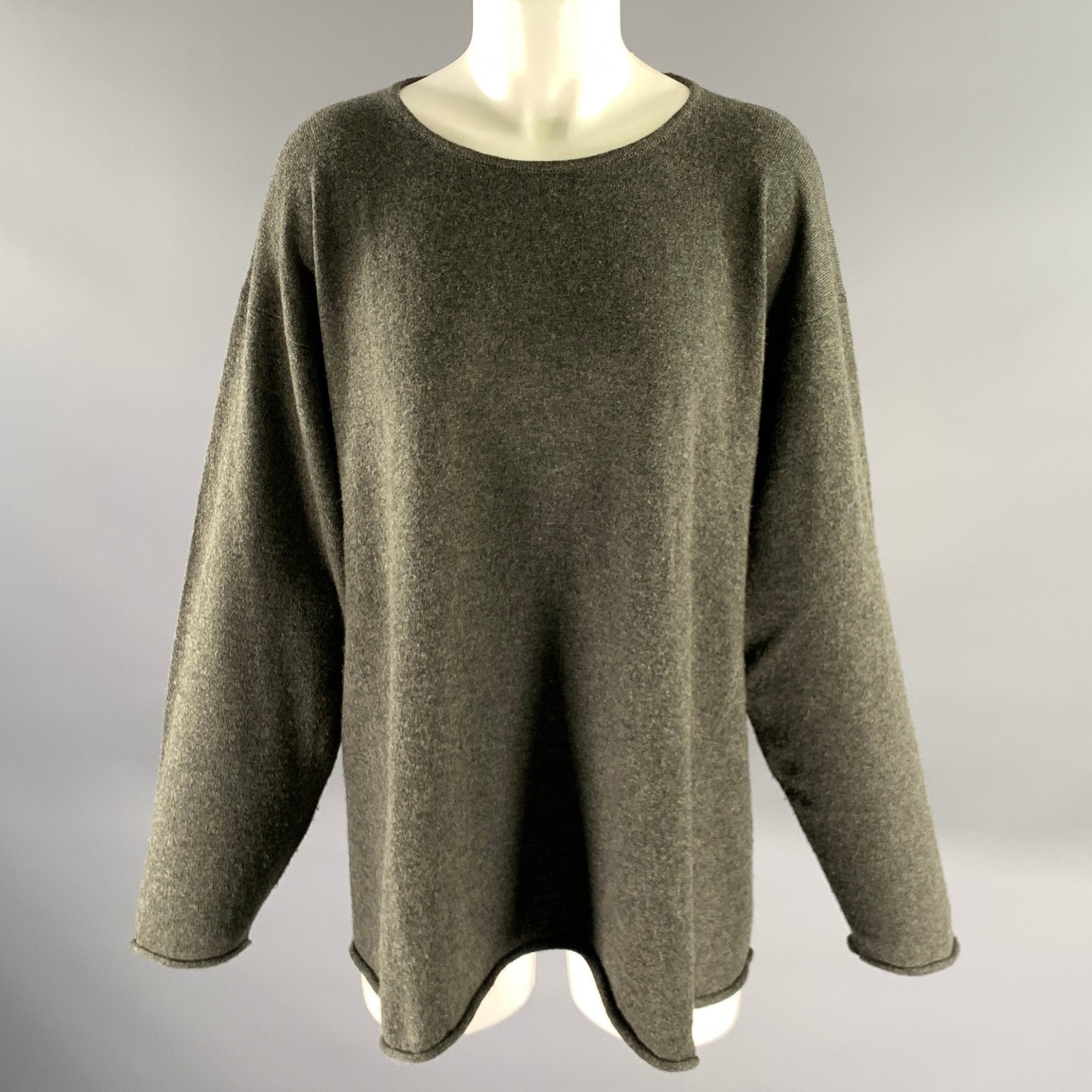 Eskandar Size M Grey Green Cashmere Sweater